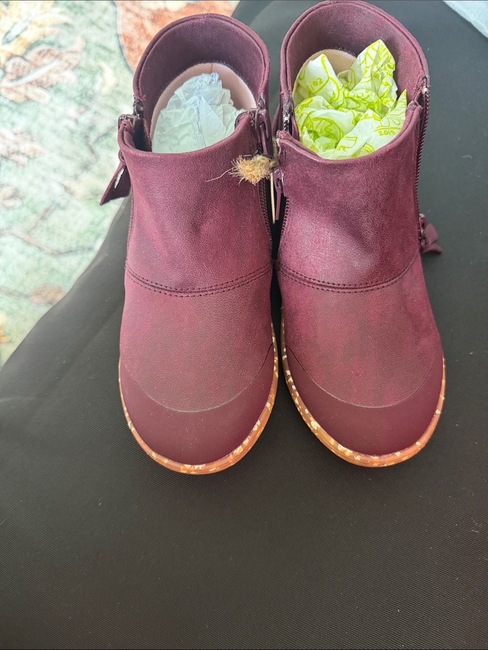 Livie & Luca Burgundy Kids Booties